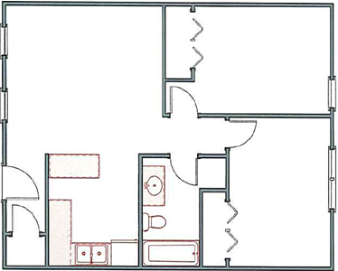 Two Bedroom / One Bath - 675 Sq.Ft.*