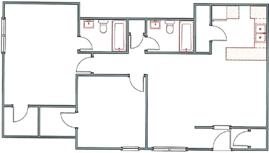 Two Bedroom / Two Bath - 1,032 Sq.Ft.*
