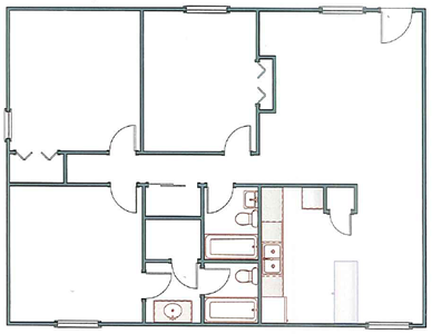 Three Bedroom / Two Bath - 1,259 Sq.Ft.*